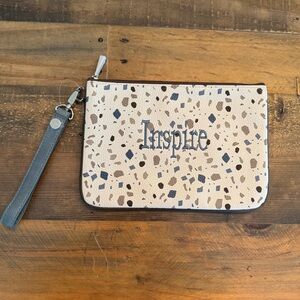 Blue and Cream ‘Inspire’ Wristlet